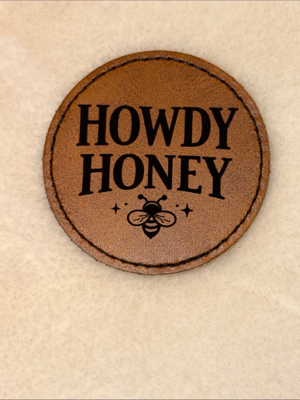 New- Howdy Honey Leather Iron On Patch